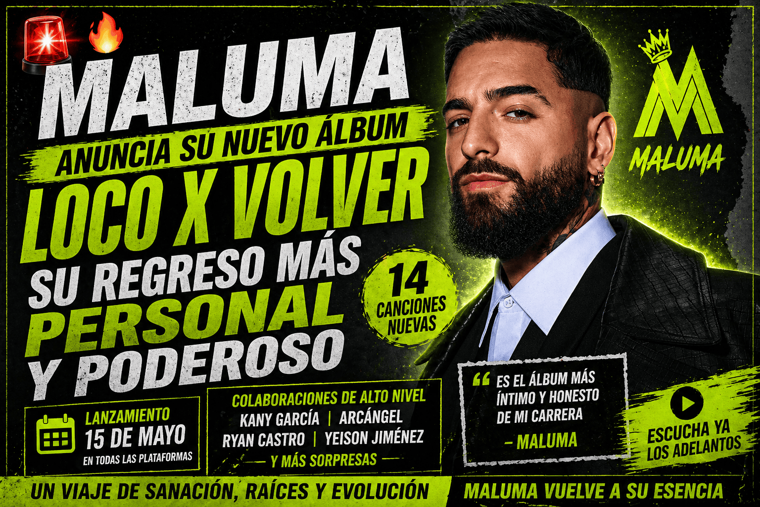 🚨🔥 MALUMA ANUNCIA “LOCO X VOLVER”: SU ÁLBUM MÁS PERSONAL Y PODEROSO 🔥🚨