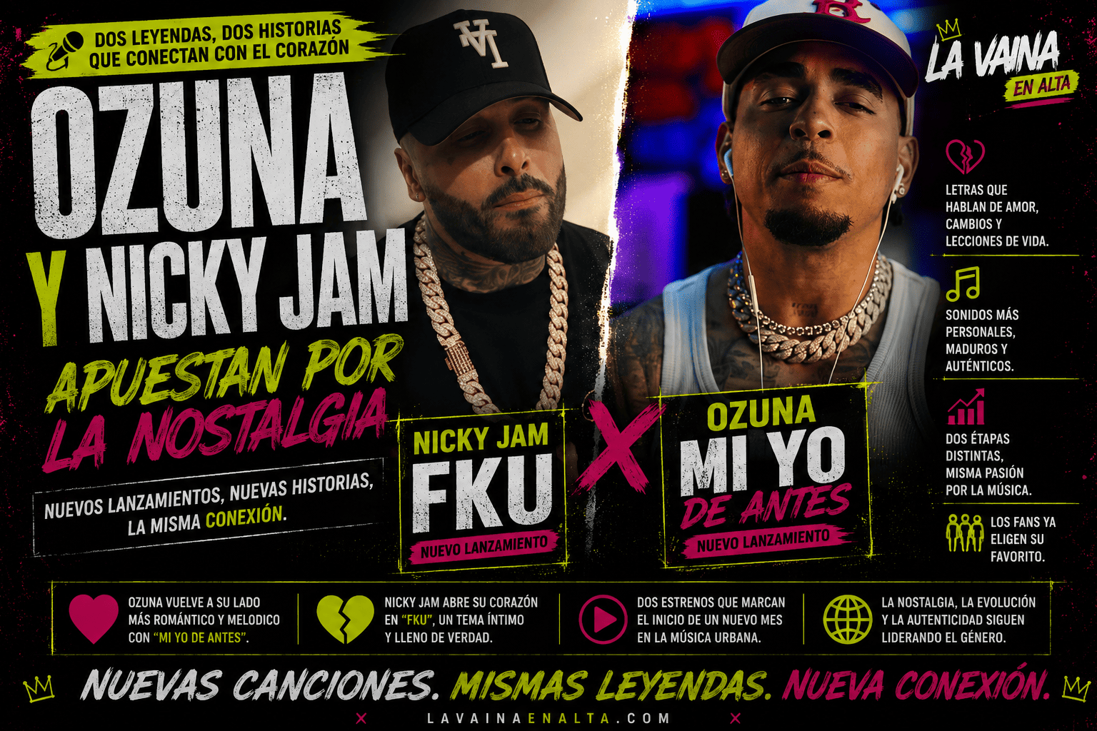 OZUNA Y NICKY JAM APUESTAN POR LA NOSTALGIA EN SUS NUEVOS LANZAMIENTOS