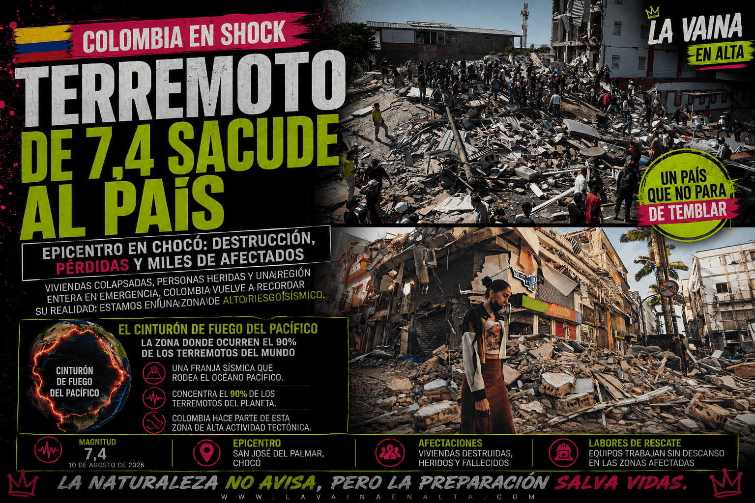 COLOMBIA TIEMBLA CON FUERZA: EL TERREMOTO DE 7,4 SACUDE AL PAÍS Y VUELVE A PONER LOS OJOS SOBRE EL CINTURÓN DE FUEGO
